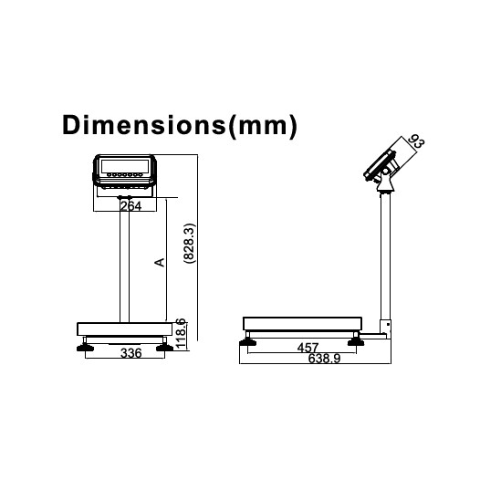 Balance inox modulaire 150 kg/20 g - 400x400 mm