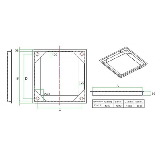 Cadre de fosse pour Balance Milliot 1200x1200 mm