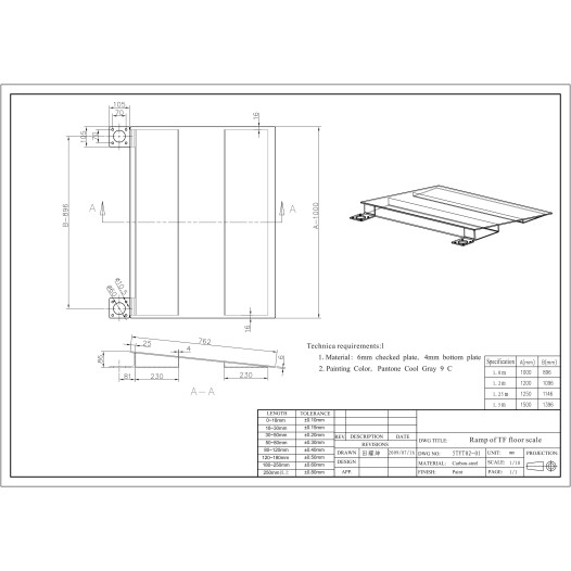 Rampe d'accès 1200 mm pour plateforme TF-1212