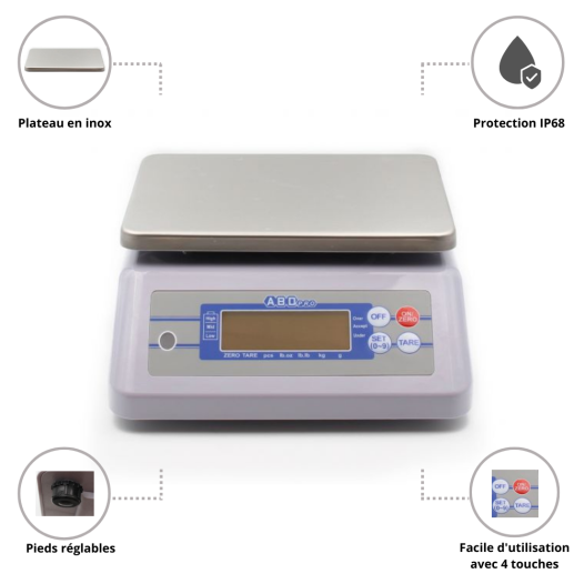 Balance Inox ABDPRO SSU - 15kg / 1 g - 230x190 mm