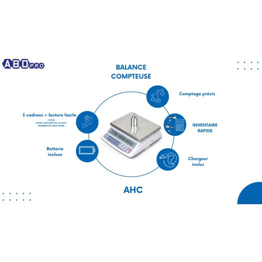 Balance compteuse ABDPRO, Portée 6kg/Précision 0.2g