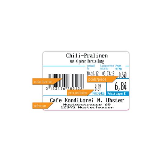 Etiquettes CAS pour balance CL5200N, Format 10, dimensions 58x40 mm