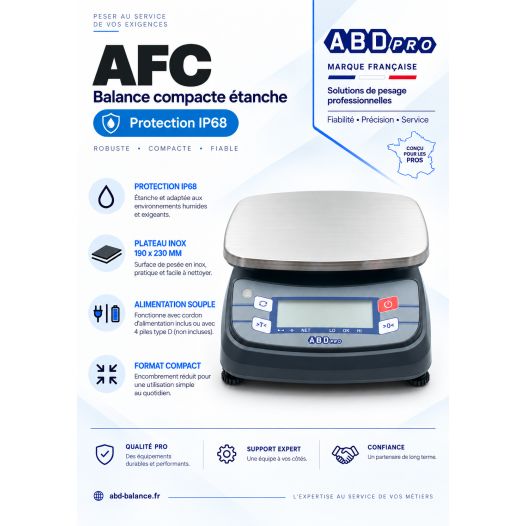 Balance compacte étanche ABDPRO AFC, portée 30 kg, précision 2g