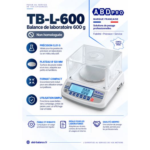 Nouvelle balance de laboratoire ABDPRO portée 600g / précision 0.01g