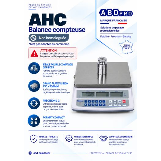 Balance compteuse ABDPRO, 30 kg,/1g précise, robuste
